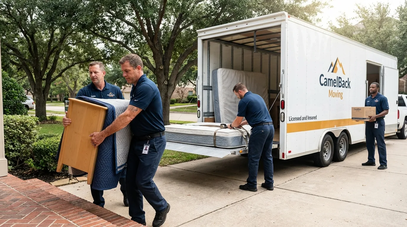 Crew loading residential truck for cross-state move from Goddard, KS