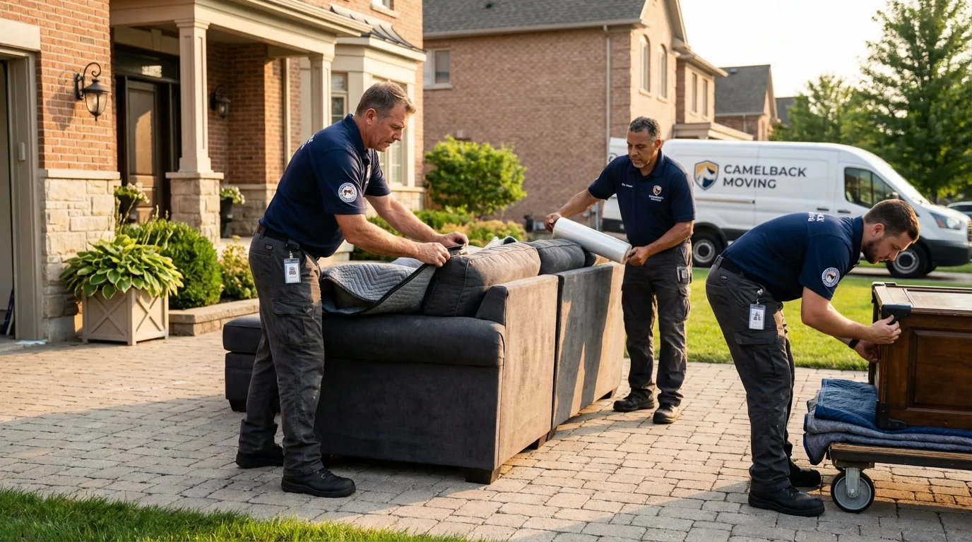 Large estate moving crew wrapping furniture in Goddard, KS